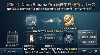 Nano Banana2（Gemini 3.1 Flash Image Preview）にも対応！国産ノーコードツールClickにNano Banana Pro 画像生成 連携機能をリリース